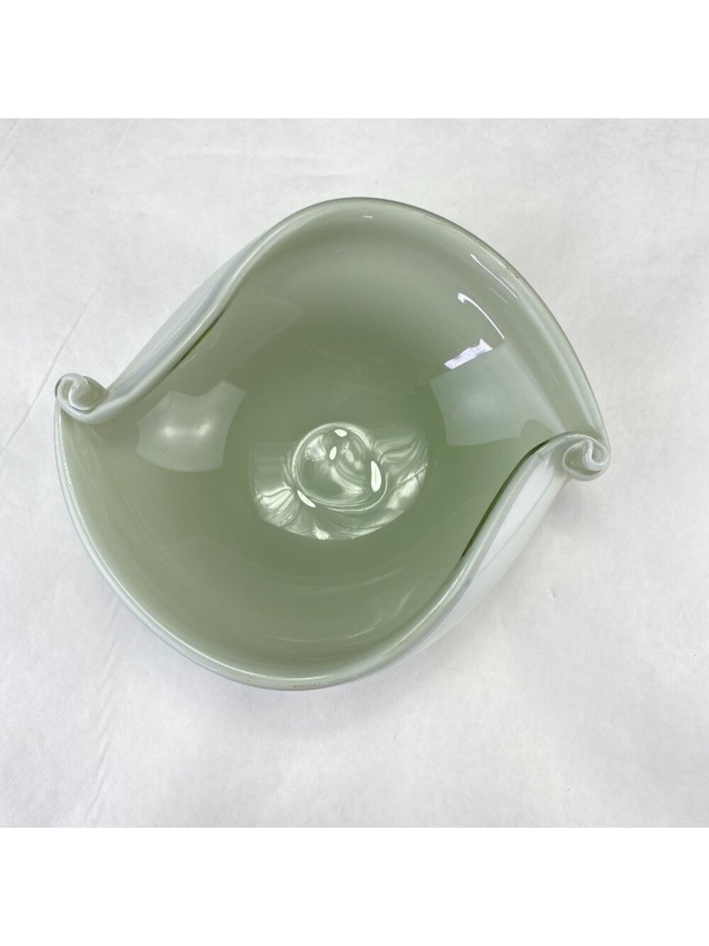 Vintage Venetian Art Glass Twisted End Candy Dish Bowl